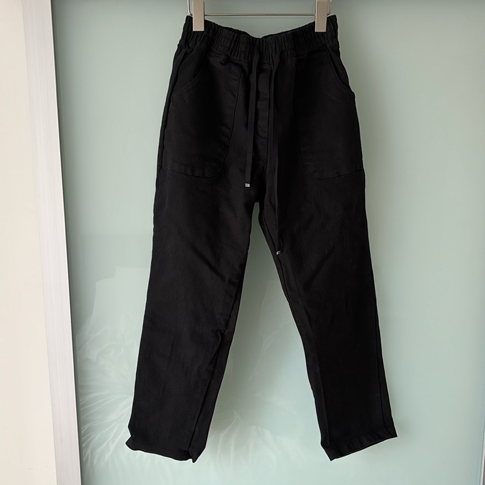 OAK + FORT - Black Twill Pants SMALL